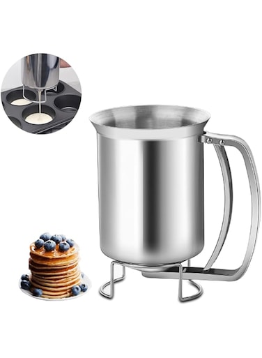 NCCHDZSW Dough Scoop, 900 ml, Stainless Steel Dough Dispenser, Pancake Scoop with Stand, Pancake Dough Dispenser, Cake Dough Dispenser for Muffins, Manual Plastic Dough Dispenser, Dough Dispenser