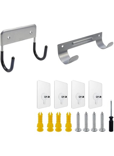 Tsnamay 4.72"x4.33" Big and 6.02"x1.57" Small Iron Board Mount Board Hanger Wall Mount Ironing Board Holder Organizer Rack Hanging,Silver Gray