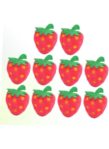 Pet Playing Toy Cat Fruit Toy Pet Fruit Toy Strawberry Training Toy Cat Teeth Grinding Toys Stuffed Cat Toy Small Plush Dog Toys Cat Plush Toy Plush Cat Pink Accessories（10pcs）