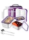 Stainless Steel Lunch Box for Kids Adults,Insulated Bento Lunch Box with Tableware &amp; Bag,1260ML 3 Compartment Divided Lunch Containers with Lids,Leakproof   BPA Free   Dishwasher Safe（Purple）