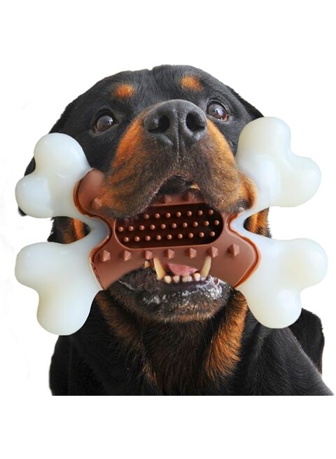 Xspring Nylon Dog Bones for Dogs, Nylon Bone Dog Toy with Beef Flavor, PU Dog Chew Toys, Durable Indestructible Dog Toys for Medium Large Breeds, Puppy Toys to Keep Them Busy