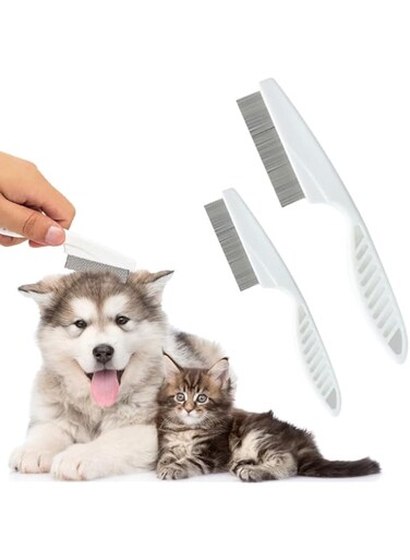 Multifunctional Pet Hair Comb Tear Stain Removal, Magic Pets Grooming Comb Kit for Small Dogs Puppies, 2 in 1 Dog Combs Tooth Stainless Grooming Massage Dual-Sided Comb