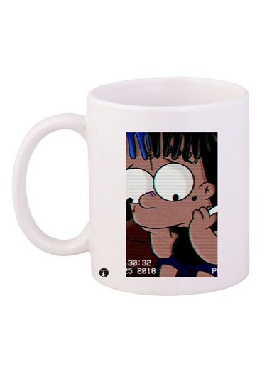 Cute Boy Printed Coffee Mug White/Brown/Black 11ounce