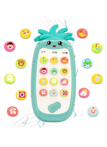 Bambibo Toy Phone For Kids - Blue, Pineapple Baby Mobile Phone Toy   Smart Phone For Kids   Baby Toy Phone With Music   Phone Toys For Boys And Girls   Musical Smart Phone For Baby