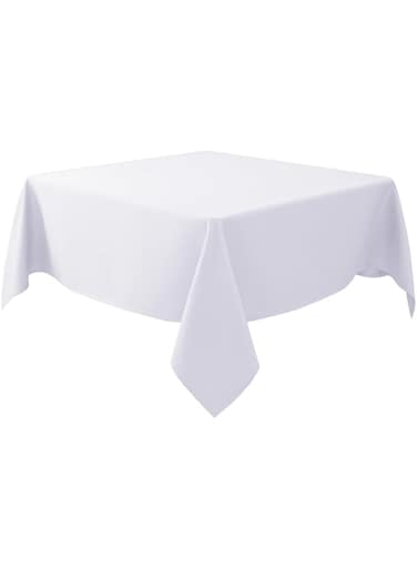 Biscaynebay (180cm x 180cm, White) - Fabric Tablecloths, Water Resistant Spill Proof Tablecloths for Dining, Kitchen, Wedding and Parties, White 180cm by 180cm Square