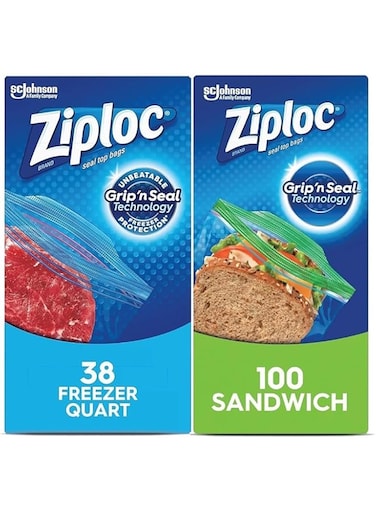 Ziploc 1xFreezer 38 Bags &amp; 1xSandwich 100 Bags