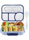 Lunch Box, Lunch Containers for Adults, Bento Lunch Box for Men Women, 1100ML, 4 Compartments with Fork, Microwave and Dishwasher Safe, Blue, 1 Pcs