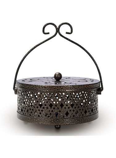 Mosquito Coil Holder, Retro Portable Mosquito Incense Burner, Round Fireproof Incense Holder, for Home Indoor Outdoor Hanging Camping Deck Patio, with Lid and Handle (Bronze)