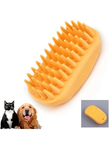 NiCoLa Dog Bath Brush, Pet Shower Bath Brush, Pet Silicone Shampoo Brush for Long Short Haired Puppy Washing Grooming (Orange)