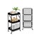 3-Tier Rolling Utility Cart with Mesh Panels, Mobile Storage Organizer with Wheels, Black