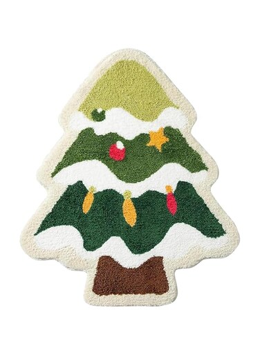 JUNNUOAD Christmas Tree Bathroom Rugs for Living Room ，Christmas Tree Bath Mat ， 24x32 Inch Non-Slip Bath Mat，Soft Bathroom Floor Mat ，Absorbent Bathroom Mats Doormat for Indoor Living Room Bathroom
