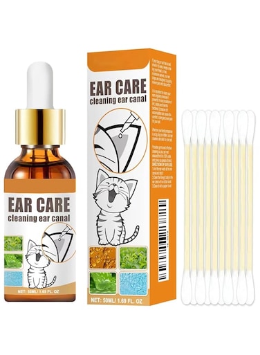 Makbeaty Ear Cleaner for Dogs and Cats, Ear Mite Oil, Ear Drops Mites, Gentle Ear Cleaning, Effective Care Agent Against Ear Mites(50ML)