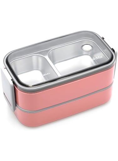 MahMir Stainless Steel Lunch Box - Insulated Bento Box Multifunctional-Containers Lunch Box with 2 Compartments &amp; Tableware(304 stainless steel) lunch box with Lunch MahMir Lunch bag (Pink)