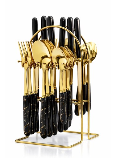 24pcs Cutlery Set with Stand   Table Spoon Table Fork Teaspoon and Table Knife