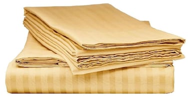 Cotton King Striped Fitted Elastic Pack of 3 Bedsheet 200x200+20cm