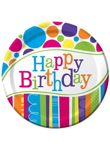 Creative Converting 8 Count Bright and Bold Happy Birthday Dinner Plates