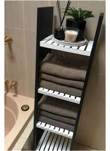 Bathroom storage shelves    black And White    made of PVC free Foam lightweight plastic