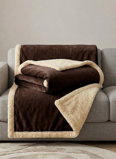 G H Sherpa Bed Blanket King Size, Double Plush Reversible Fleece, Machine Washable, Warm and Cozy for Bed &amp; Sofa (240x220 cm)