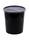 Packwell Black Base Microwave Round Shaped Container with Clear Lid 200-Pieces, 1000 ml Capacity, Black