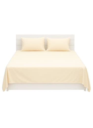 3-Piece Bedding Sheets With Pillowcases cotton_blend Cream 240 x 260cm