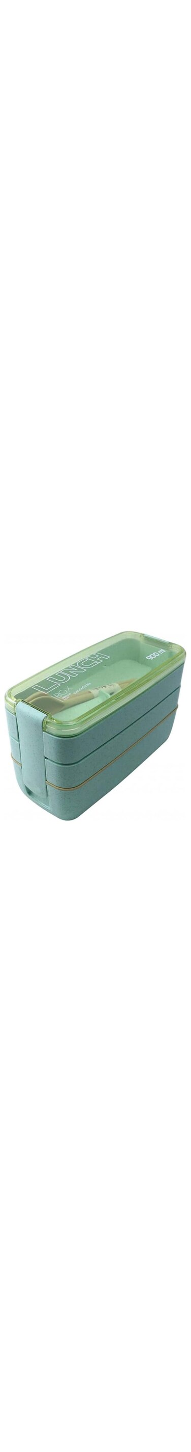 Aiwanto 3-Layers Bento Box Food Container Eco-Friendly Wheat Straw Material Leak Proof Lunch Box Microwavable Food Container 900ml