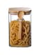 BLACKSTONE Glass Jar Canister with Bamboo Lid Kitchen Air Tight Container Square with Spoon (500, Square, 1, YK4131)