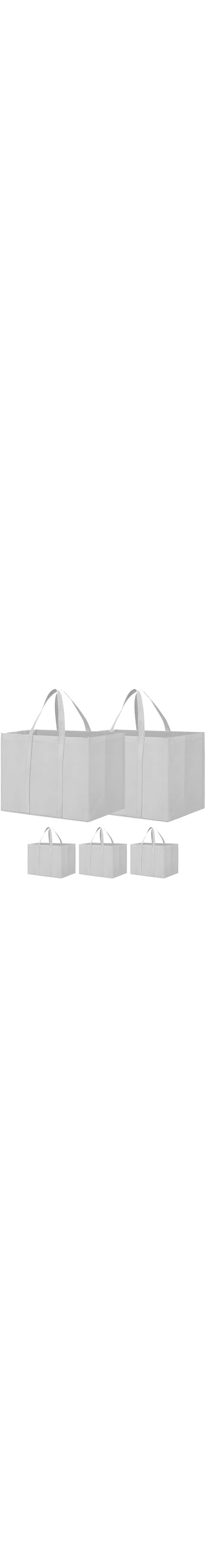 Giftology Reusable Grocery Shopping Bags 5 Pack Large Horzontal Foldable Tote Bags Bulk Eco Produce Bags with Long Handle Non Woven