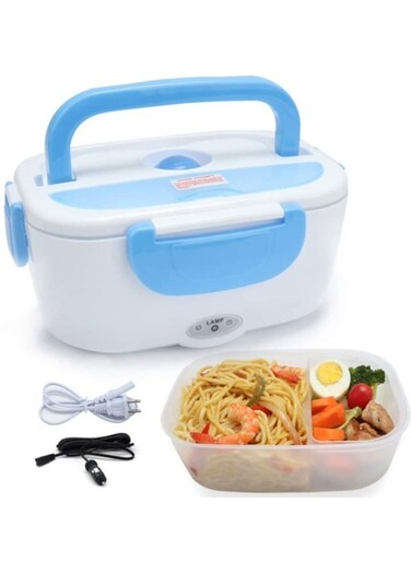 Lunch Box 2 in 1, Portable Food Warmer Heating,Food-Grade Container, 12V 110V 40W Adapter, Car Truck Home Work Use, Spoon and 2 Compartments Included