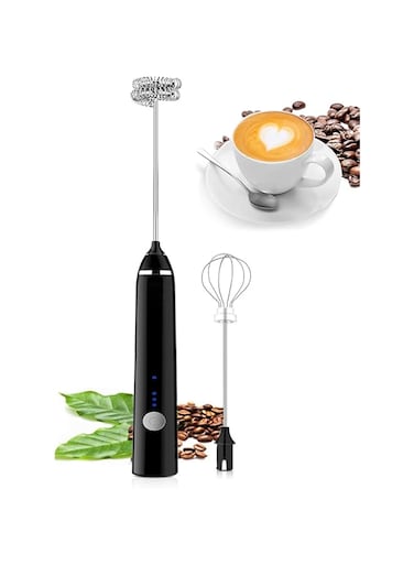 Milk Frother Handheld Milk Frother. 3 In 1; Electric Foam Maker, Egg Beater, Drink Mixer. USB Rechargeable, Mini Blender For Coffee Latte Cappuccino Hot Chocolate, Black