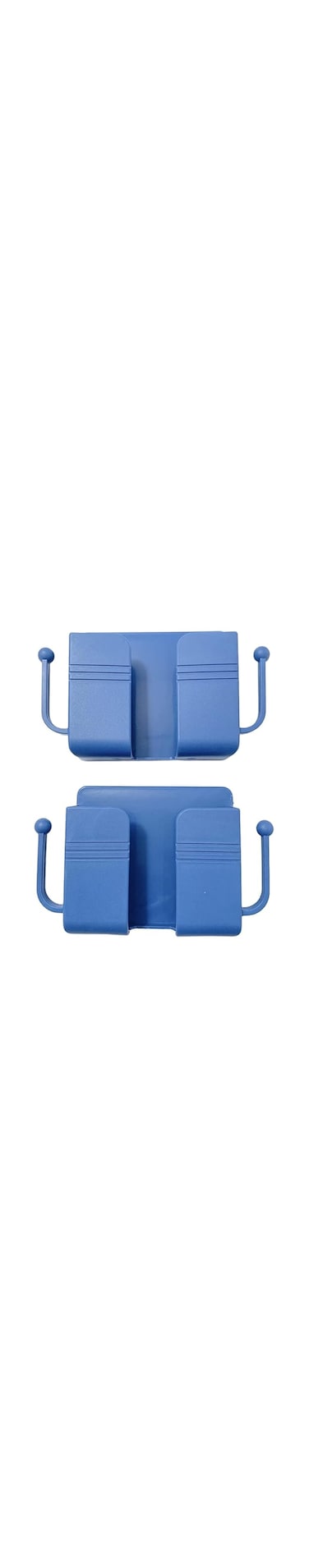 Wall Mounted Multi-Function Mobile Phone/Remote Control Holder with Hooks For Hanging Keys/Wires (2 Pieces, Blue)