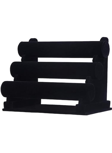 Beauenty 3 Tier Detachable Velvet Bracelet Stand, Bangle Watch Display Holder, Watch Holder Jewellery Rack, Earring Necklace Organizer (Black)