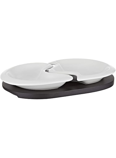 Harmony Mdf Snack Bowl Swith Tray Set Of 3 White White