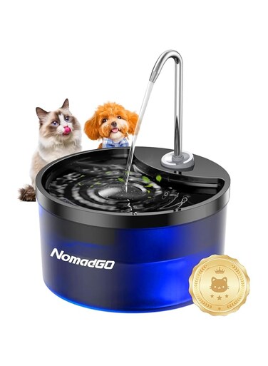 NomadGo 4L Cat and Dog Drinking Fountain, Quiet Drinking Fountain with LED Light and Clear Water Level Window, Advanced 6-Layer Filtration, BPA-Free Material, Indoor Cats and Dogs