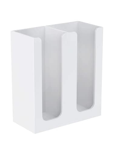 Richboom Acrylic Coffee Cup and Lid Storage Organizer Holder, 2 Compartments, White
