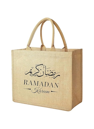 Ramadan Design Printed Jute Bag -Eco-Friendly, Durable Tote for Ramadan Gifts, Shopping, and Decorations - Reusable Printed Jute Bag - Strong and Stylish Storage Bag