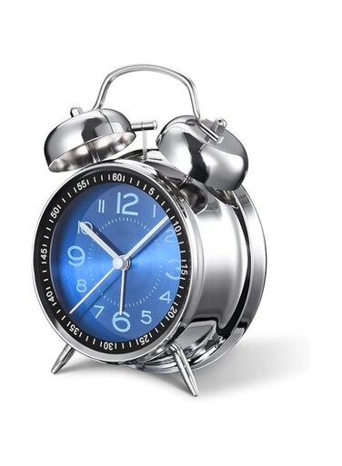 Cadmos Loud Alarm Clock for Heavy Sleepers Adults,Retro 4 Inch Silent Non-Ticking Quartz with Backlight,Twin Bell Analog Kids Alarm Clocks for Bedrooms Bedside (Blue)