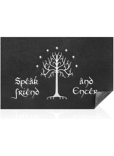 AAZZKANG Front Door Welcome Mat with Non Slip Backing Funny Speak Friend and Enter Mats Easy to Clean Outdoor Doormat for Indoor,Entry,Porch,Patio Black