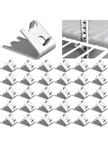 NALACAL 920158 Freezer Shelf Clip,Stainless Steel Shelf Clip for Refrigerator,Freezer Cooler Shelf Support,Replacement Shelf Square Buckles Clips (16)