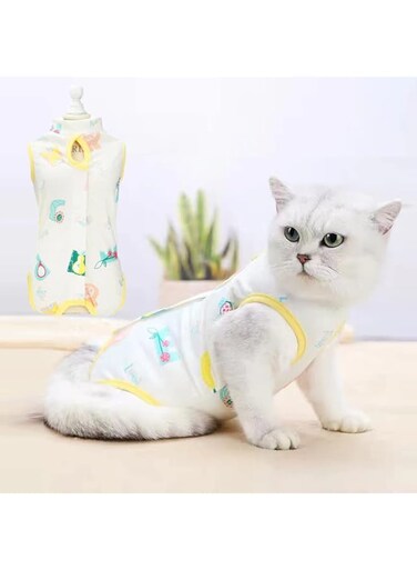 Cat Professional Recovery Suit for Abdominal Wounds or Skin Diseases, E-Collar Alternative for Cats and Dogs, After Surgery Wear, Home Clothing (M-A)