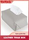 Leather Tissue Box Cover Holder,Folding Rectangular Tissue Box Holders For Living Room,Bedroom And Office,Home Decorations,Tissue Box Cover For Car,Grey