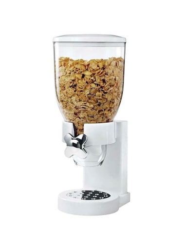 Nessan White Cereal Dispenser Dry Food countertop Kitchen Tools Storage Container, Dry Food Dispenser