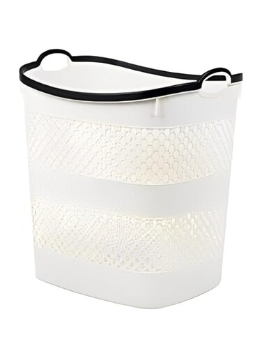Portal AE Plastic Laundry Basket, Multi-Purpose Laundry Bin with a Slit Break Resistant,White