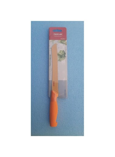 Neoflam, Bread Ceramic knife 20.5cm, Non-stick Coating,Colored Silicone handel,(8Inc),Orange color.