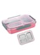 Stainless Steel Bento Lunch Box for Kids and Adults Leakproof Food Containers with 3 Compartments Reusable Airtight Lunch Container for School Office, Pink 1.2L