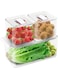 Tazweeq 3 Pcs Produce Saver Containers, for Refrigerator, Food Fruit Vegetables Storage, with Vented Lids &amp; Removable Drain Tray, Stackable Freezer Fridge Organizer, Fresh Keeper Drawer Bin Basket