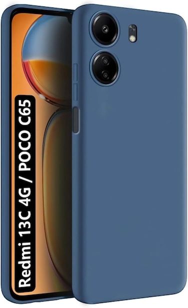 Xiaomi Redmi 13C 4G, Poco C65 Slim Rubberised Back Cover, Velvet Lining, Matte Silicone Case, (Blue)