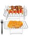 2Pcs Air Fryer Rack, Air Fryer Double Layer Rack, Multi-Purpose Air Fryer Accessories, Stainless Steel Grilling Rack, with 4 Skewers, Dual Air Fryer Rack for Barbecue, Roasting Oven, Air Fryer (B)