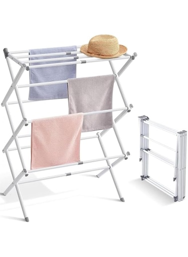 JANNAH Expandable And Foldable Clothes Drying Stand Clothes Rack For Air Drying Clothing Sturdy Durable Clothes Dryer (White)