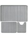 JUNARIS Memory Foam Bathroom Rug Set 3 Piece, Non Slip Extra Soft Absorbent Washable &amp; Dry Toilet Bath Mat Sets (Grey)