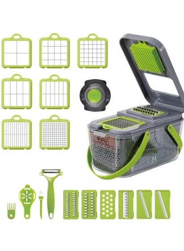 Gear 16-in-1 Vegetable &amp; Fruit Chopper Set   Manual Food Cutter, Slicer, Dicer &amp; Grater with Storage Box &acirc;&euro;&ldquo; Kitchen Accessories